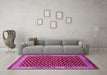 Machine Washable Oriental Pink Industrial Rug in a Living Room, wshurb1996pnk