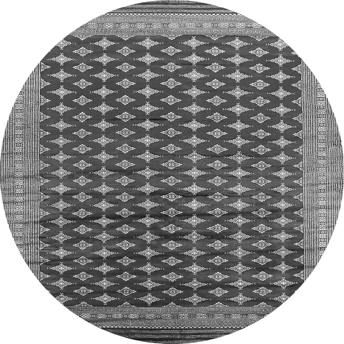 Round Machine Washable Oriental Gray Industrial Rug, wshurb1996gry