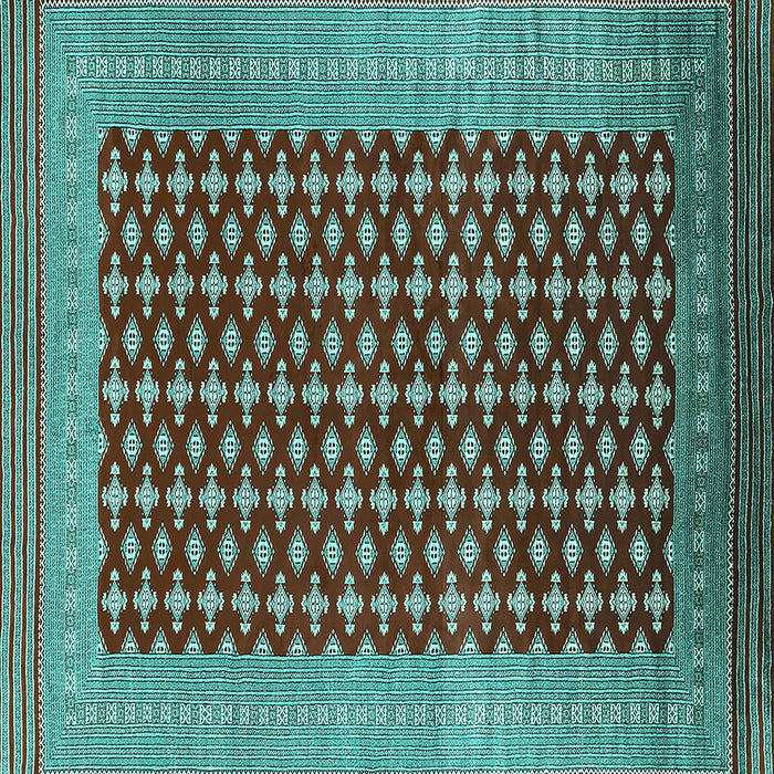 Square Machine Washable Oriental Turquoise Industrial Area Rugs, wshurb1997turq