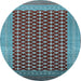 Round Machine Washable Oriental Light Blue Industrial Rug, wshurb1997lblu