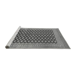 Sideview of Machine Washable Oriental Gray Industrial Rug, wshurb1997gry