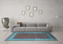 Machine Washable Oriental Light Blue Industrial Rug in a Living Room, wshurb1997lblu