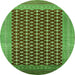 Round Machine Washable Oriental Green Industrial Area Rugs, wshurb1997grn