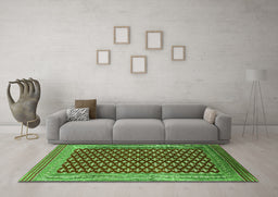 Machine Washable Oriental Green Industrial Area Rugs in a Living Room,, wshurb1997grn