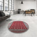 Round Mid-Century Modern Red Oriental Rug in a Office, urb1997