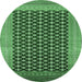 Round Machine Washable Oriental Emerald Green Industrial Area Rugs, wshurb1997emgrn