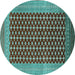 Round Machine Washable Oriental Turquoise Industrial Area Rugs, wshurb1997turq