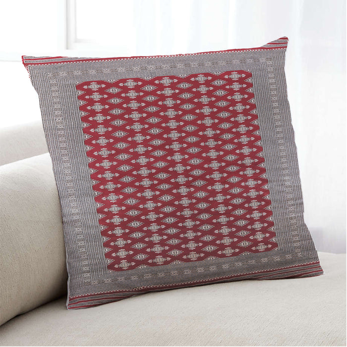 Lifestyle Image of Mid-Century Modern Urban Square Red Throw Pillow, 18 inch by 18 inch, pwurb1997