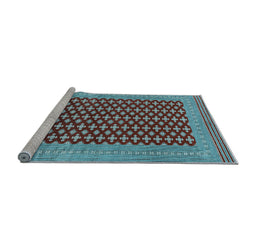 Sideview of Machine Washable Oriental Light Blue Industrial Rug, wshurb1997lblu