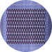 Round Machine Washable Oriental Blue Industrial Rug, wshurb1997blu