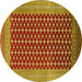 Round Machine Washable Oriental Yellow Industrial Rug, wshurb1997yw