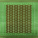 Square Machine Washable Oriental Green Industrial Area Rugs, wshurb1997grn