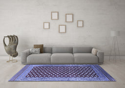 Machine Washable Oriental Blue Industrial Rug in a Living Room, wshurb1997blu