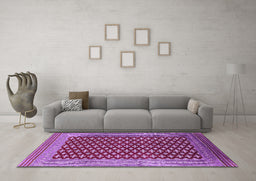 Machine Washable Oriental Purple Industrial Area Rugs in a Living Room, wshurb1997pur