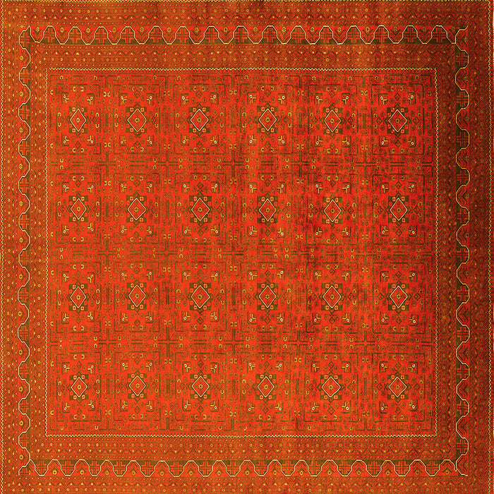 Square Machine Washable Oriental Yellow Industrial Rug, wshurb1998yw