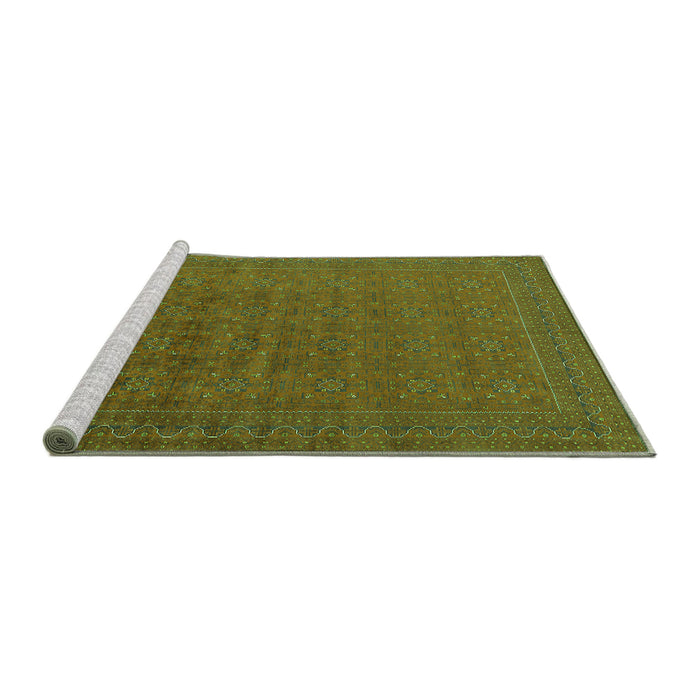 Sideview of Machine Washable Oriental Green Industrial Area Rugs, wshurb1998grn