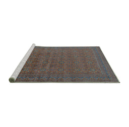 Sideview of Machine Washable Oriental Turquoise Industrial Area Rugs, wshurb1998turq