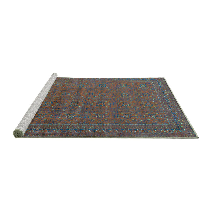 Sideview of Machine Washable Oriental Turquoise Industrial Area Rugs, wshurb1998turq
