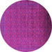 Round Oriental Purple Industrial Rug, urb1998pur