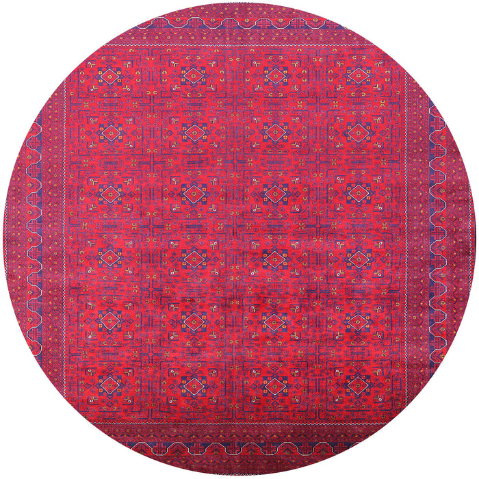 Round Mid-Century Modern Red Oriental Rug, urb1998