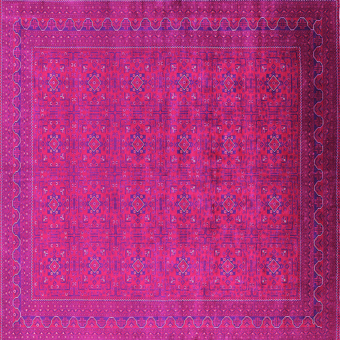 Square Machine Washable Oriental Pink Industrial Rug, wshurb1998pnk