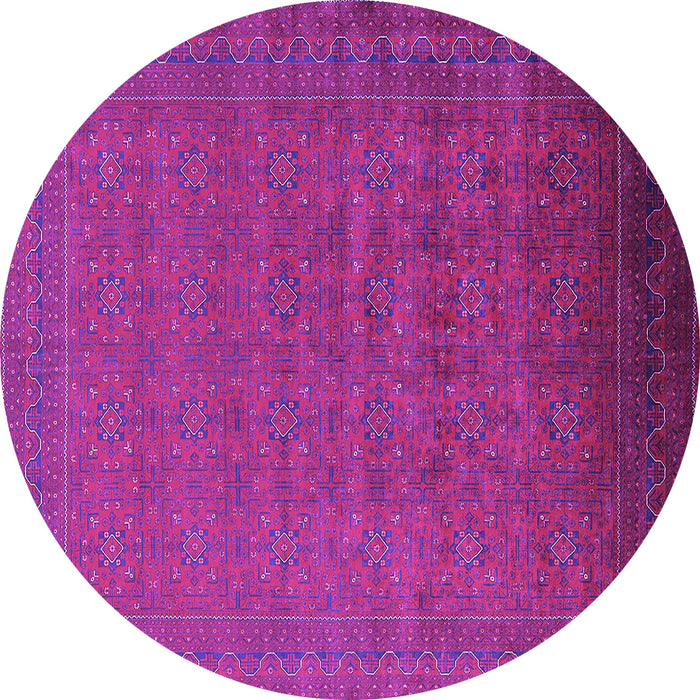 Round Machine Washable Oriental Purple Industrial Area Rugs, wshurb1998pur