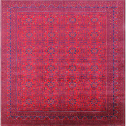 Square Machine Washable Industrial Modern Red Rug, wshurb1998