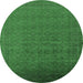 Round Oriental Emerald Green Industrial Rug, urb1998emgrn