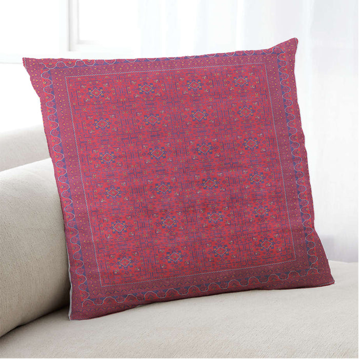 Lifestyle Image of Mid-Century Modern Urban Square Red Throw Pillow, 18 inch by 18 inch, pwurb1998