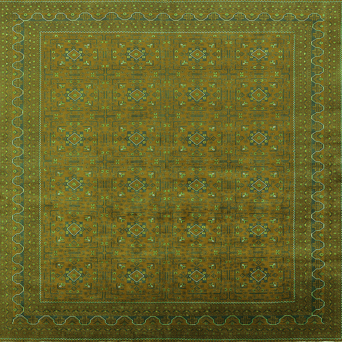 Square Machine Washable Oriental Green Industrial Area Rugs, wshurb1998grn