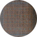 Round Oriental Turquoise Industrial Rug, urb1998turq