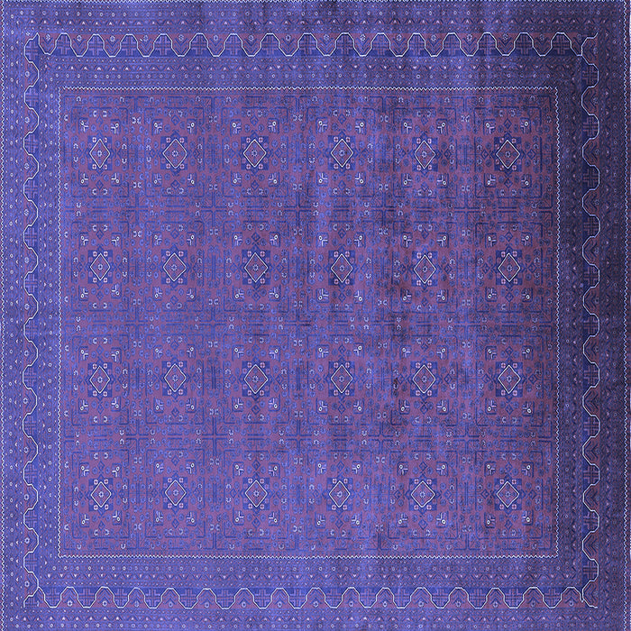 Square Machine Washable Oriental Blue Industrial Rug, wshurb1998blu