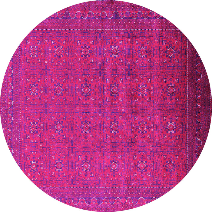 Round Oriental Pink Industrial Rug, urb1998pnk