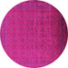 Round Oriental Pink Industrial Rug, urb1998pnk