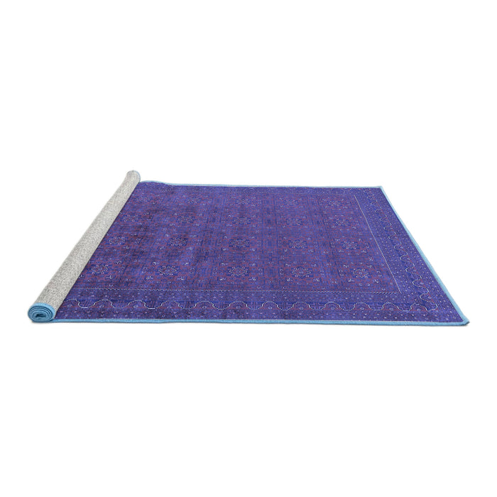 Sideview of Machine Washable Oriental Blue Industrial Rug, wshurb1998blu