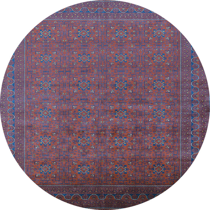 Round Oriental Light Blue Industrial Rug, urb1998lblu