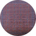 Round Oriental Light Blue Industrial Rug, urb1998lblu