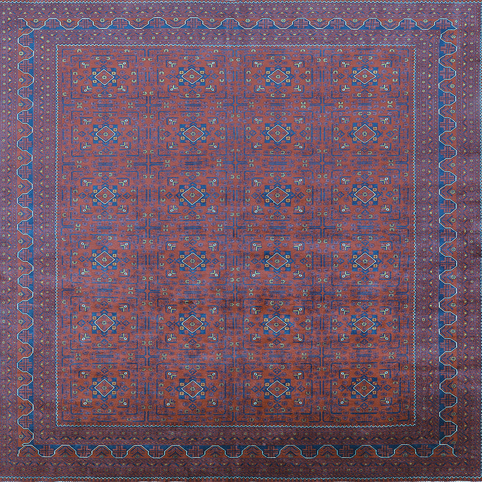 Square Machine Washable Oriental Light Blue Industrial Rug, wshurb1998lblu