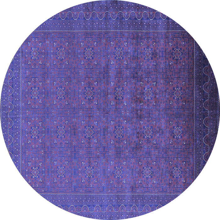Round Oriental Blue Industrial Rug, urb1998blu