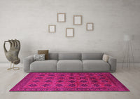 Machine Washable Oriental Pink Industrial Rug, wshurb1999pnk