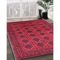 Mid-Century Modern Dark Raspberry Purple Oriental Rug, urb1999