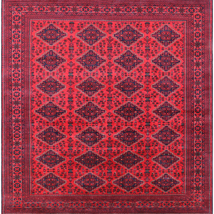 Square Mid-Century Modern Dark Raspberry Purple Oriental Rug, urb1999