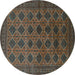 Round Oriental Turquoise Industrial Rug, urb1999turq