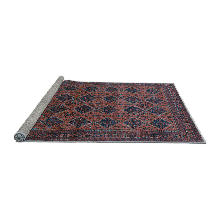 Sideview of Machine Washable Oriental Light Blue Industrial Rug, wshurb1999lblu