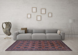 Machine Washable Oriental Light Blue Industrial Rug in a Living Room, wshurb1999lblu
