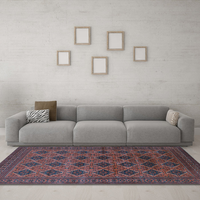Machine Washable Oriental Light Blue Industrial Rug in a Living Room, wshurb1999lblu
