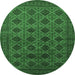 Round Machine Washable Oriental Emerald Green Industrial Area Rugs, wshurb1999emgrn