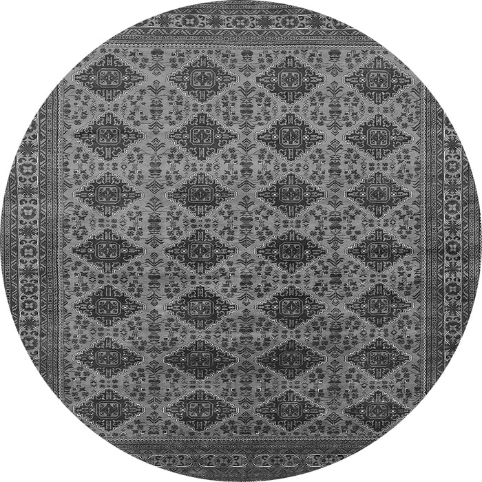 Round Machine Washable Oriental Gray Industrial Rug, wshurb1999gry