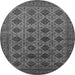 Round Machine Washable Oriental Gray Industrial Rug, wshurb1999gry