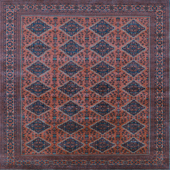 Square Machine Washable Oriental Light Blue Industrial Rug, wshurb1999lblu